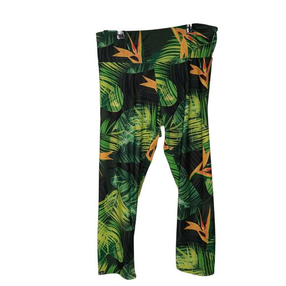 Onzie Womens M/L Tropical Floral Cropped Leggings Yoga Activewear Bird of Paradi - Picture 2 of 12